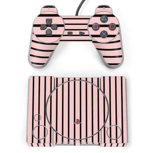 Pink and Black Stripes PlayStation Classic Bundle Skin